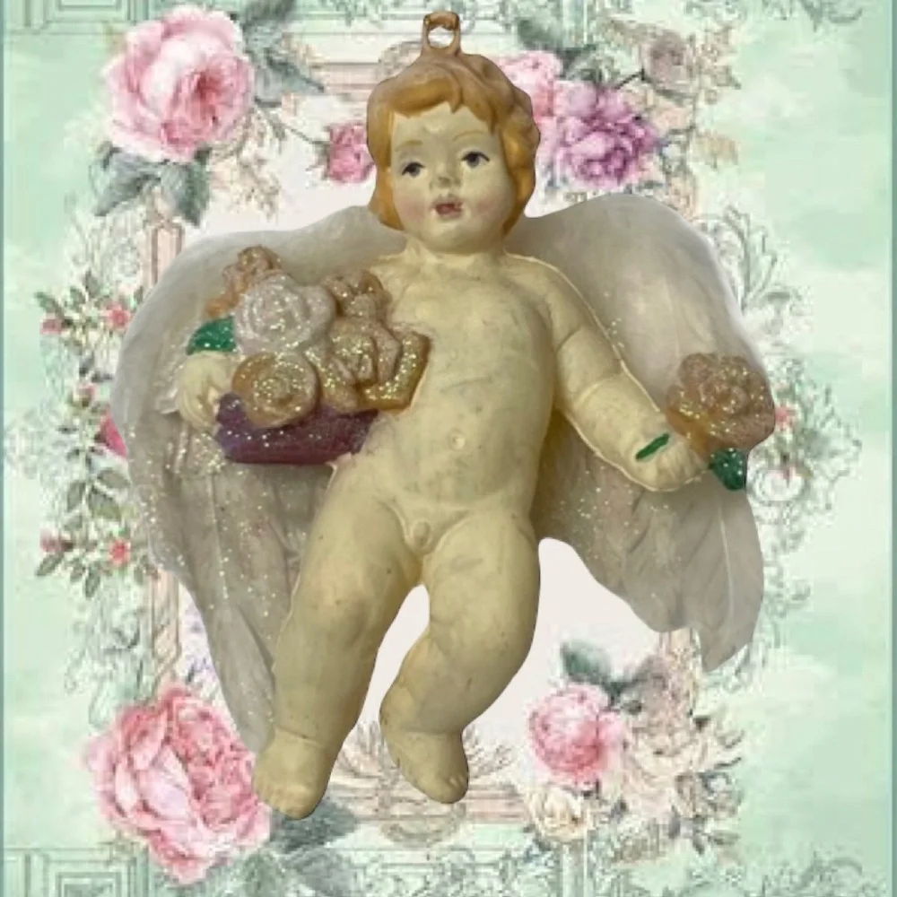 Cherub Angel Victorian Old World Rare Vintage Christmas Ornaments Decorations